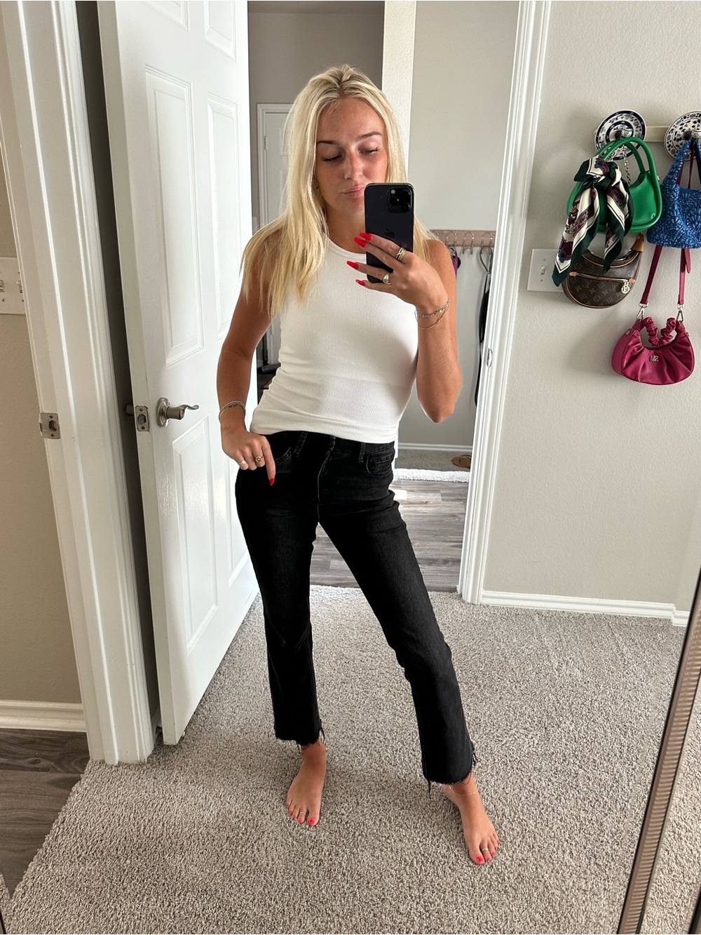 High-Rise Black Cropped Women's Jeans